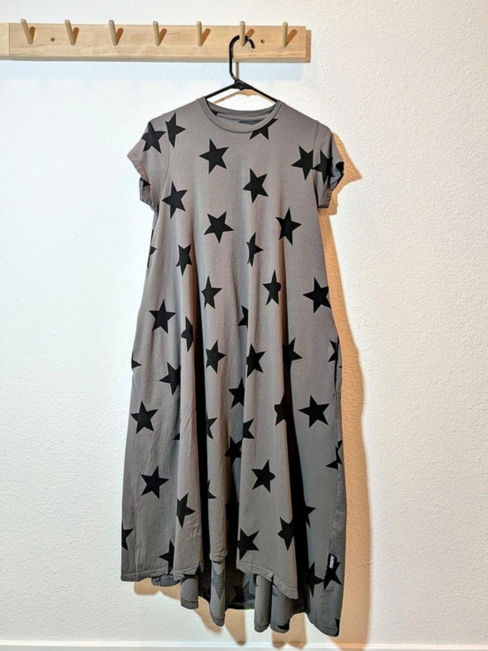 Nununu Pockets 360 Dress Girls Stars 12-14 Gray & Black